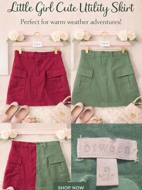 btween Mint Green Girls' Skirt with Subtle Stitching